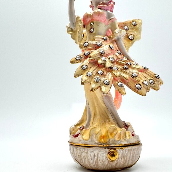 Flamigo Fairy Trinket Box Yellow Wings  Rhinestone Accents Enamel Metal #2 - Picture 9 of 11